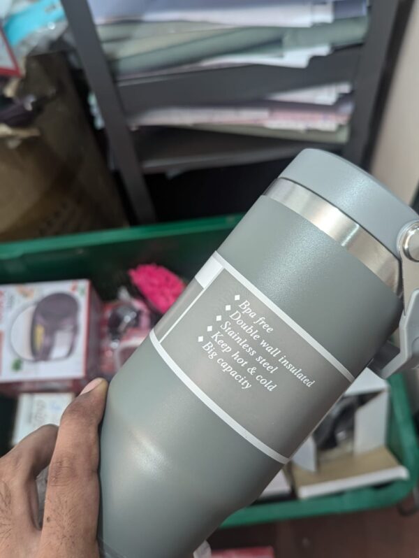 Stainless Steel Thermos Bottle with Straw - Image 3