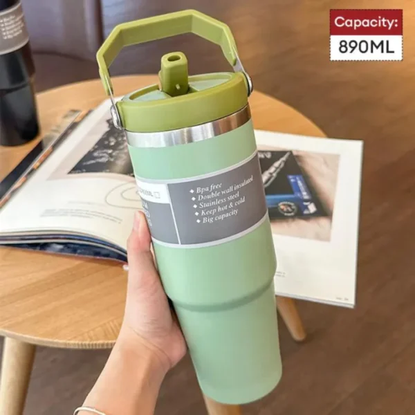 Stainless Steel Thermos Bottle with Straw