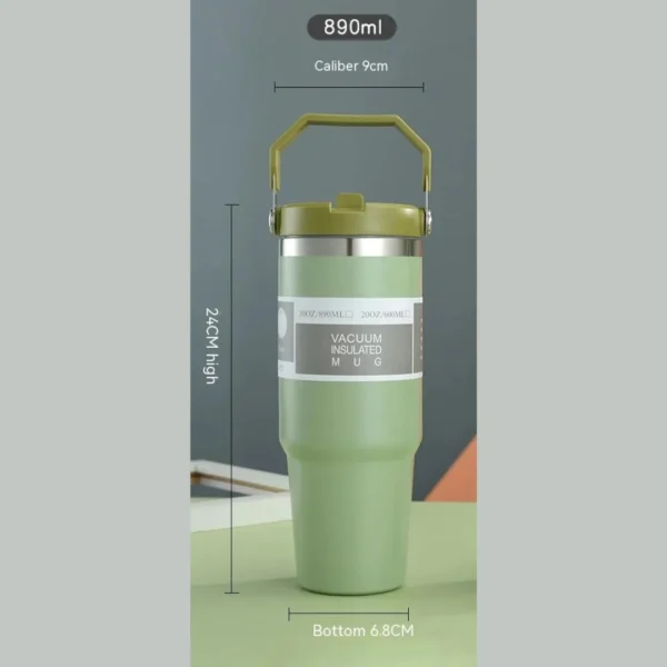 Stainless Steel Thermos Bottle with Straw - Image 6